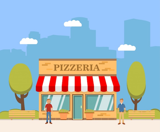 Vecteur la construction du restaurant italien d'une pizzeria.