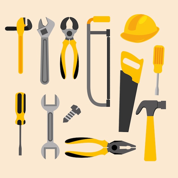 Vecteur construction plombier menuiserie outils équipement vector illustration