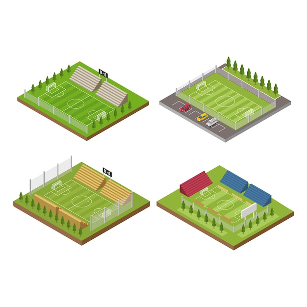 Construction De Stade De Terrain De Football Isométrique Pour Le Sport De Football