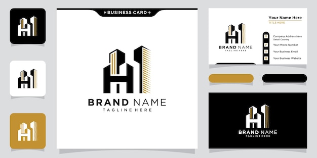 Construire avec la conception initiale du logo du monogramme de la lettre H