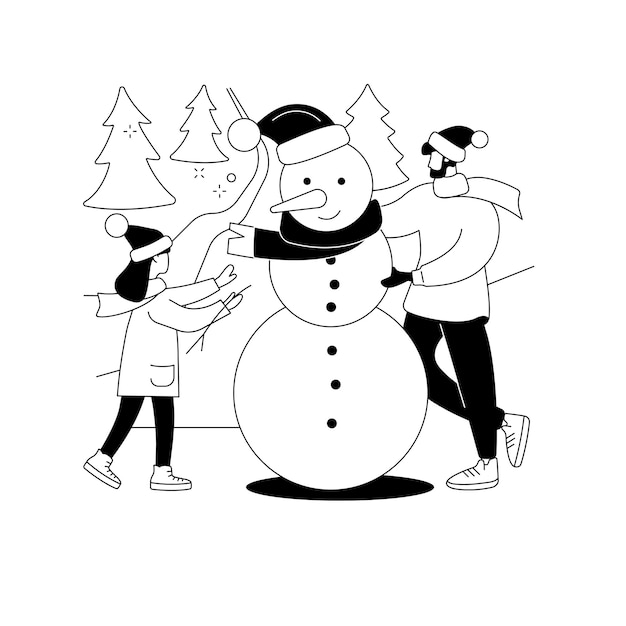 Construire une illustration vectorielle de concept abstrait de bonhomme de neige