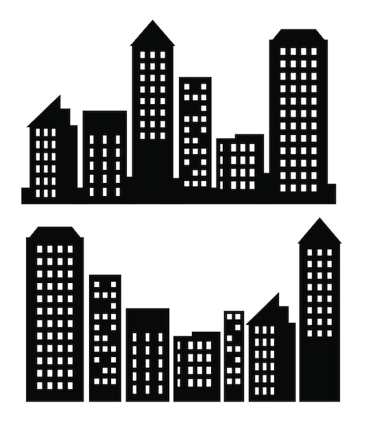 Construire des illustrations vectorielles d'une silhouette de ville