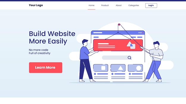 Construire Un Site Web Plus Facilement Concept Pour La Conception De La Page D'accueil De Destination Du Modèle De Site