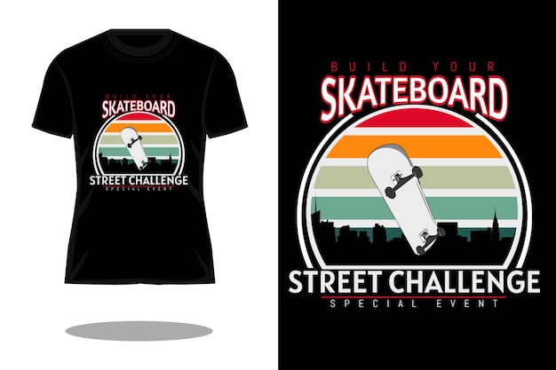 Vecteur construisez votre conception de t-shirt silhouette rétro skateboard skateboard