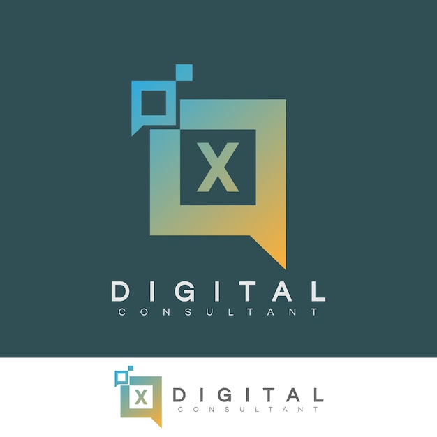 consultant numérique initiale Lettre X Logo design