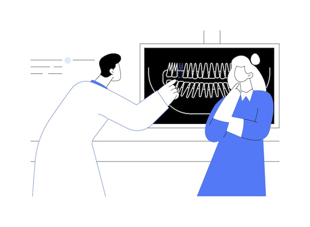 Vecteur consultation du prosthodontiste concept abstrait illustration vectorielle patient parlant avec un professionnel