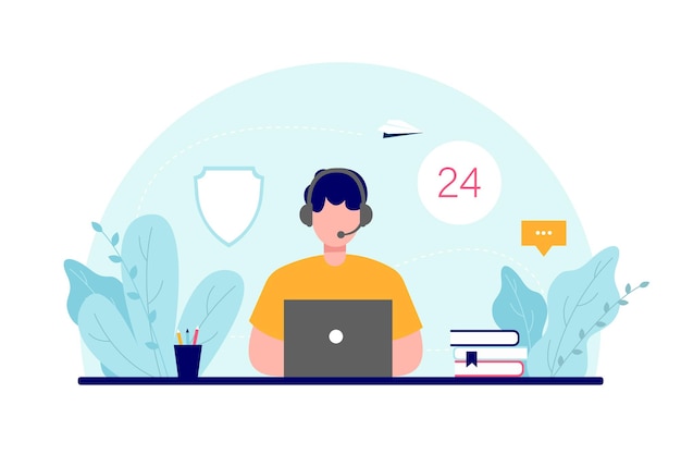 Consultation en ligne, concept de support client en ligne. Illustration vectorielle.