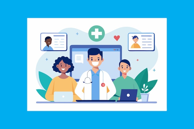 Consultation médicale de la clinique de la page web de la médecine de l'hôpital illustration d'art vectoriel