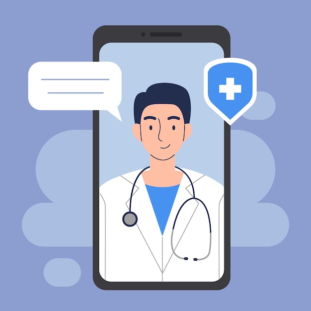 Consultation médicale en ligne sur un smartphone Docteur humain sur un smartphone Concept de médecine en ligne