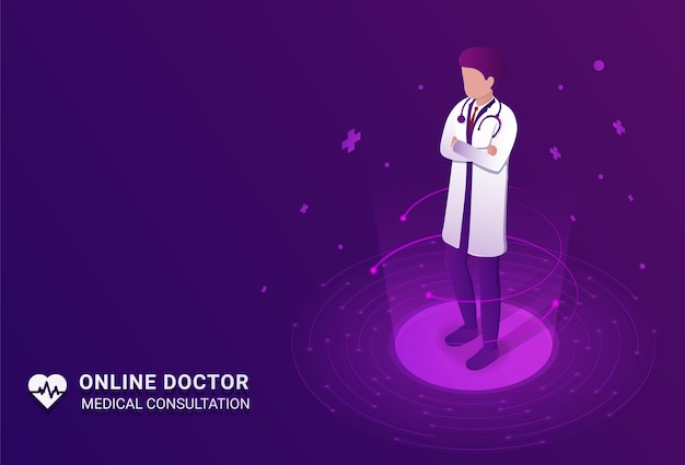 Vecteur consultation médicale en ligne