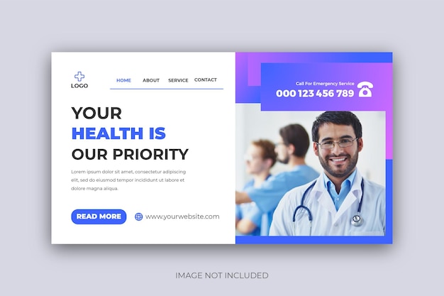 Vecteur consultation sur les soins médicaux landing page web banner template design