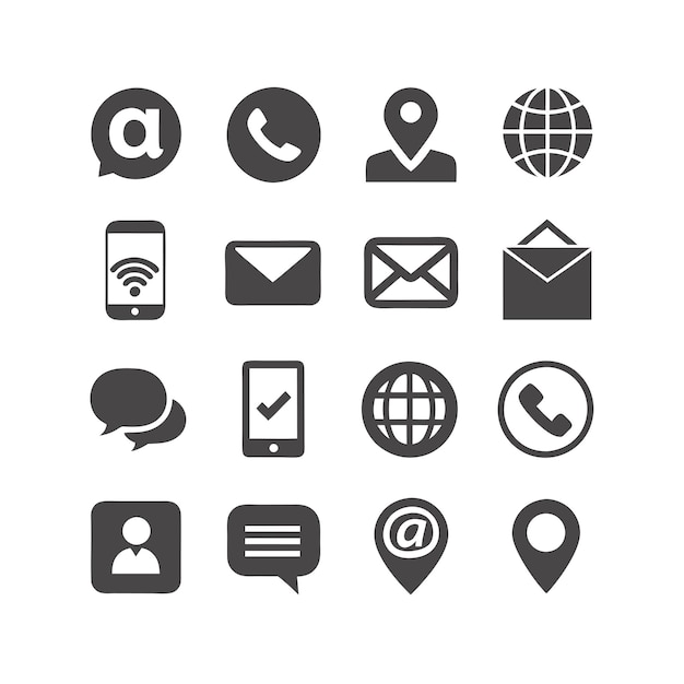 Contact nous collection de jeux d'icônes pour les sites Web et les applications mobiles