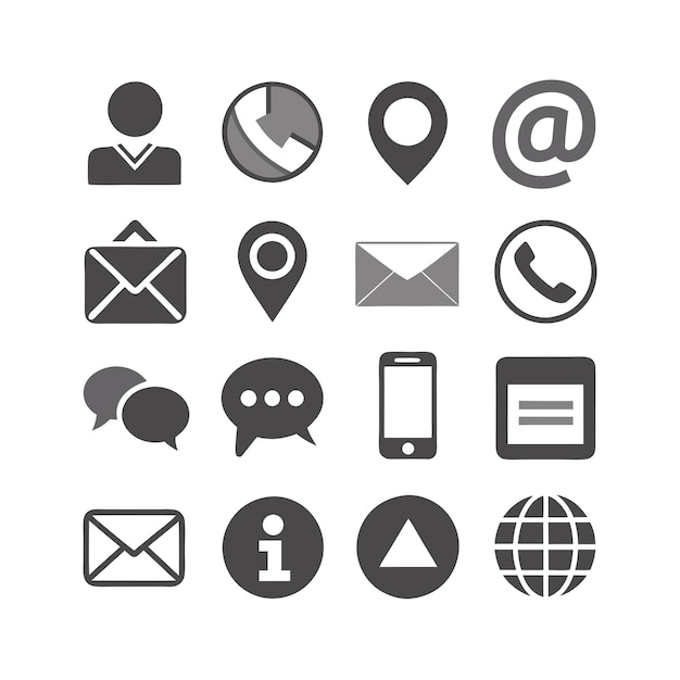 Contact nous collection de jeux d'icônes pour les sites Web et les applications mobiles