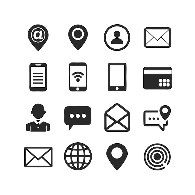 Contact nous collection de jeux d'icônes pour les sites Web et les applications mobiles