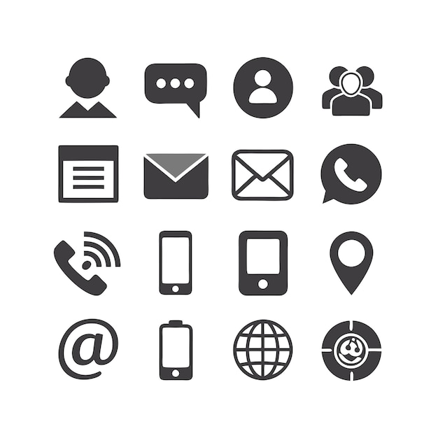 Contact nous collection de jeux d'icônes pour les sites Web et les applications mobiles