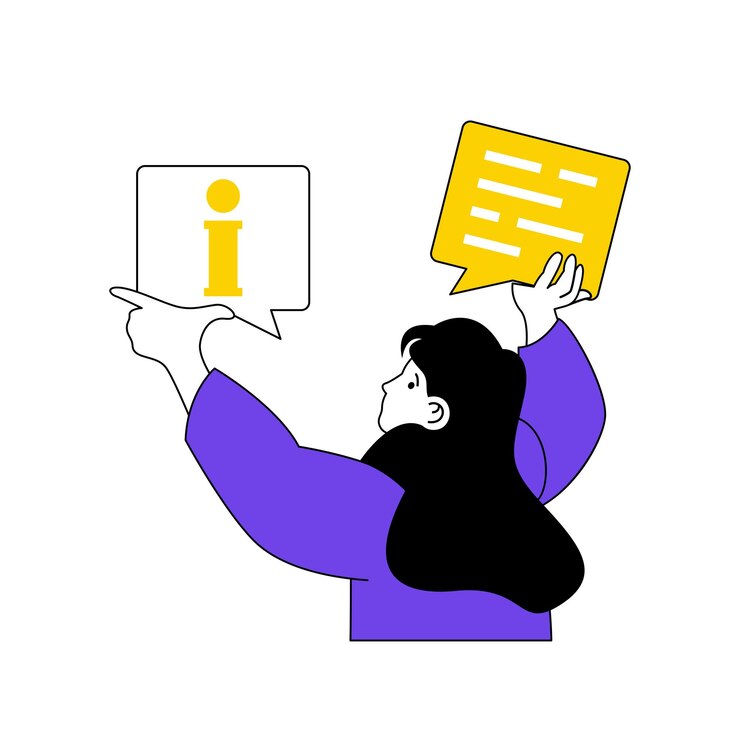 Contactez-nous concept avec des gens de dessins animés en design plat pour le web Femme répondant aux questions des clients et donnant des informations techniques Illustration vectorielle pour le matériel de marketing de bannière de médias sociaux