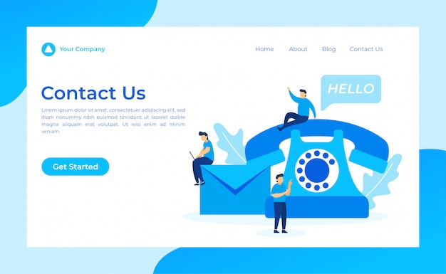 Vecteur contactez-nous landing page