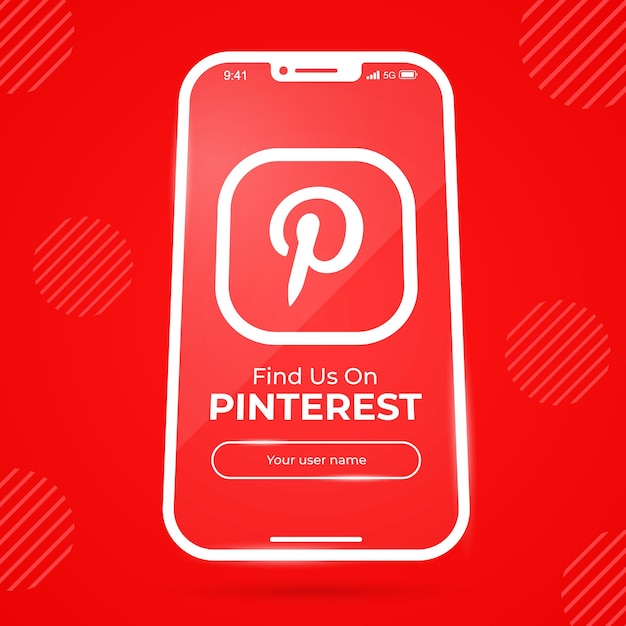 Contactez-nous pinterest sur la bannière de l'écran du smartphone des médias sociaux