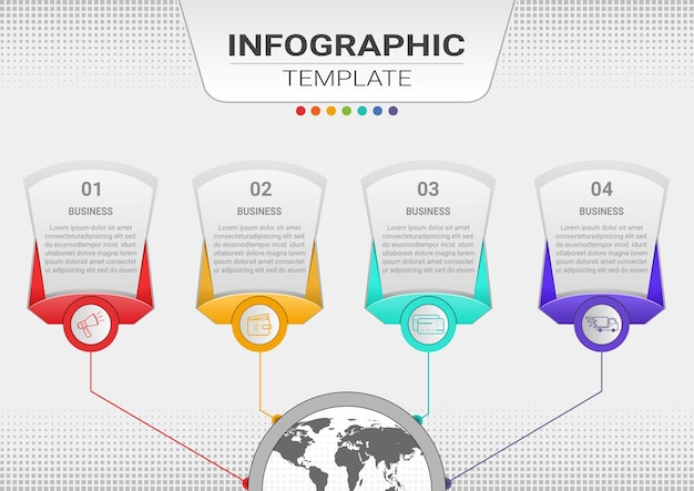 Contenu infographique avec modèle de présentation des étapes et des options