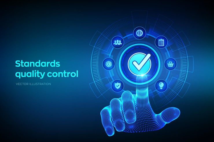 Vecteur contexte de l'assurance du contrôle qualité des normes iso