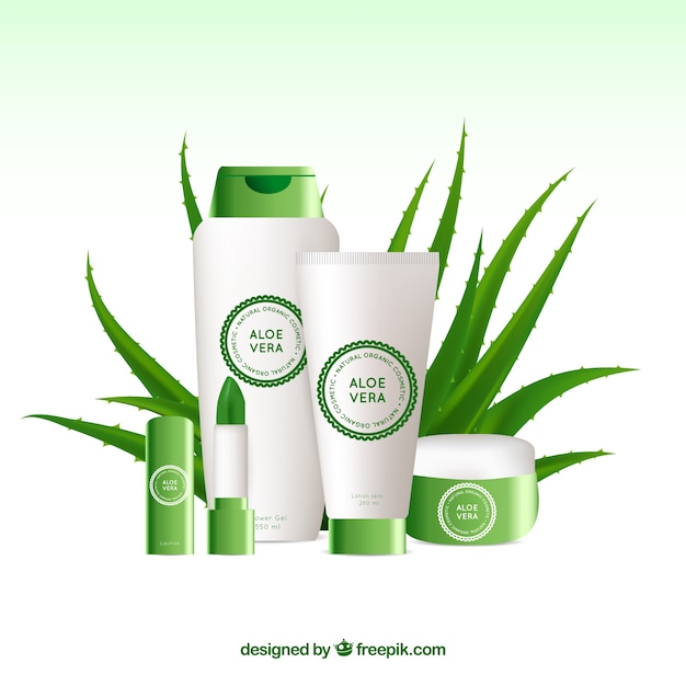 Vecteur contexte de divers produits naturels d'aloe vera