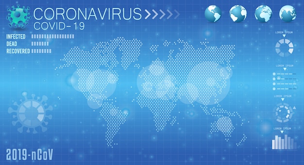 Contexte Du Virus De La Bannière Mondiale. Infographie Médicale De Coronavirus. Infection Par Un Virus Modifiable.