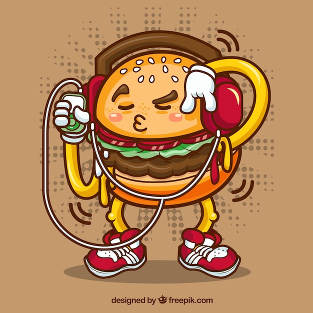 Vecteur contexte fantastique du personnage drôle de hamburger