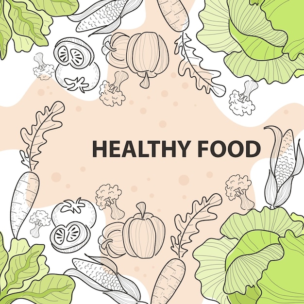 Contexte d'un griffonnage d'aliments sains