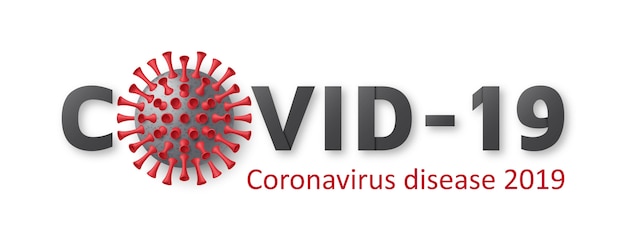 Vecteur contexte de la maladie de coronavirus. logo de typographie pour affiche, bannière, flyer. cellule virale réaliste. illustration.