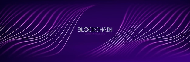 Contexte De La Technologie Blockchain Finance Abstraite Technologie Internet Et échange De Crypto-monnaie Contexte Sportif Abstrait Données Volumineuses Et Protection Des Données Illustration Vectorielle 3d De Flux Violet