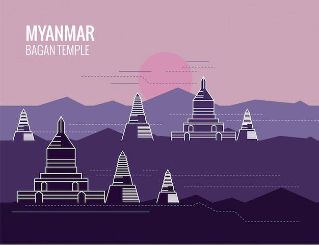 Vecteur contexte des temples de myanmar