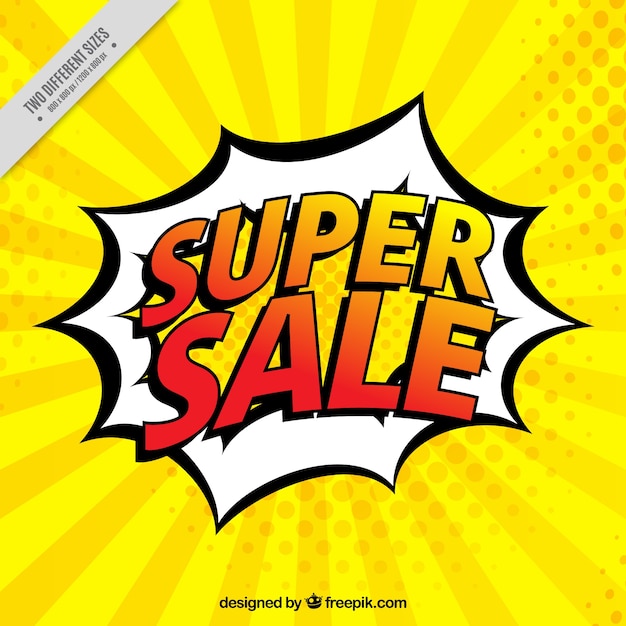 Contexte des ventes super dans le style comique