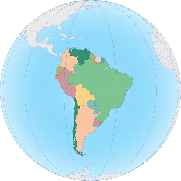 Vecteur le continent d'amérique du sud est divisé par pays