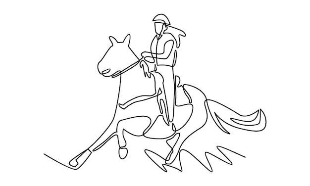 Continuer La Ligne D'illustration De La Course De Chevaux