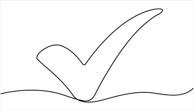 Continuous line drawing of check mark Continuous line is creating the shape of a check mark