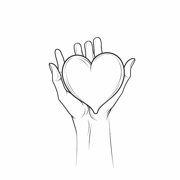 Vecteur continuous_one_line_drawing_hand_holding_heart