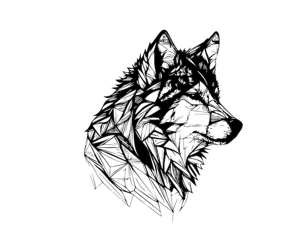 ContohSketch Dessin au trait unique dessiné à la main Loup