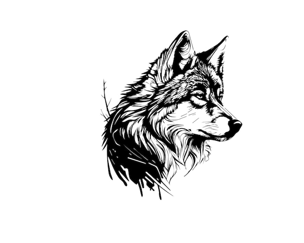 ContohSketch Dessin au trait unique dessiné à la main Loup