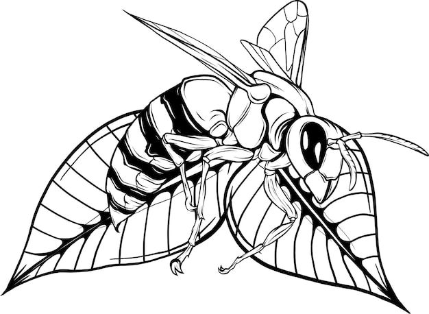 Vecteur contour d'abeille noir et blanc