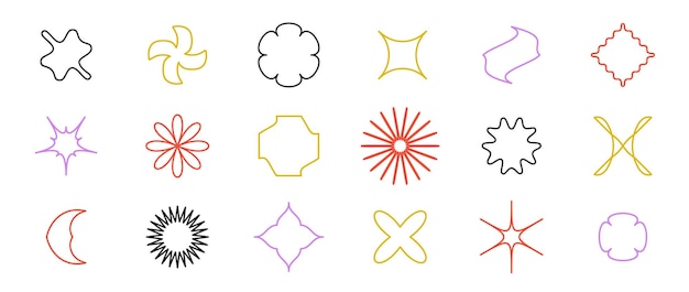 Contour abstrait étoiles fleurs vagues croix ensemble de formes Formes géométriques de lignes primitives