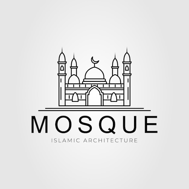 Vecteur le contour de l'architecture de la mosquée islamique, le logo, la conception d'illustrations vectorielles