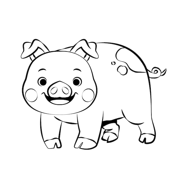 Contour de cochon design plat dessiné à la main