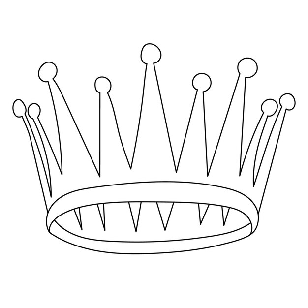 Couronne Avec Décoration De Pierres Précieuses Sur La Tête Des Rois Doodle  Coloriage De Dessin Animé Linéaire