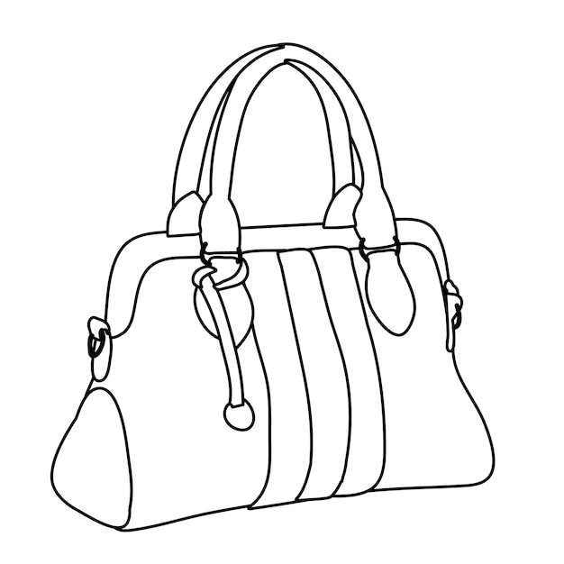 Vecteur contour de croquis de sac femme fond blanc