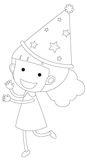 Un Contour De Doodle De Fille à Colorier