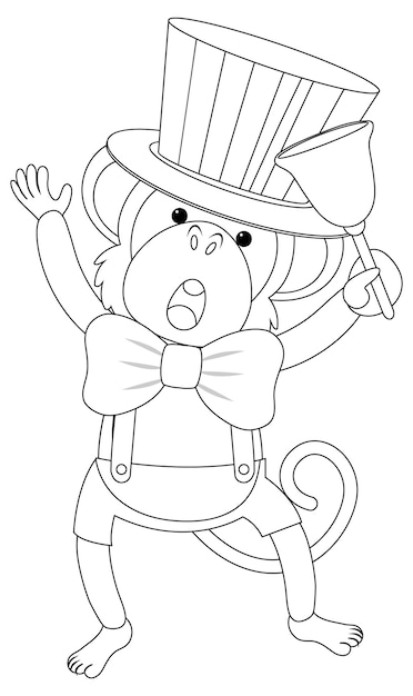 Vecteur contour de doodle de singe à colorier