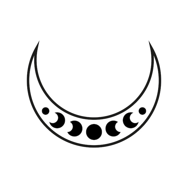 Contour du croissant de lune avec l'icône des phases de la lune