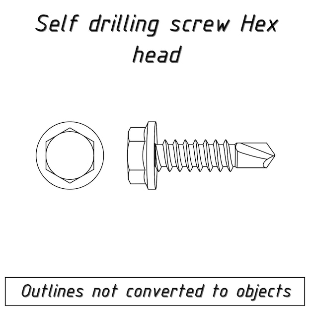 Vecteur contour de fixation à tête hexagonale à vis autoperceuse