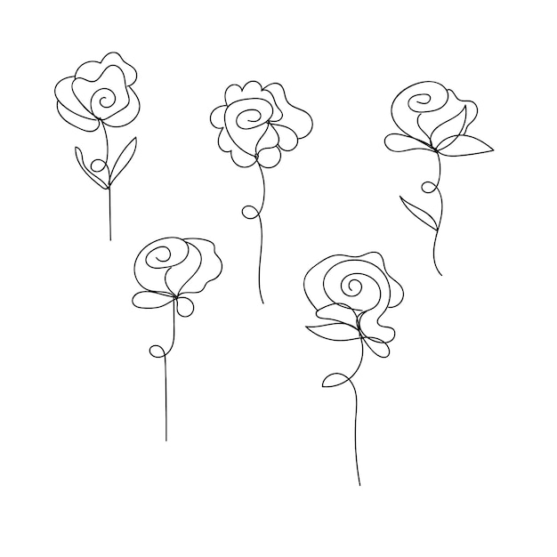 Contour de fleur simple dessiné à la main