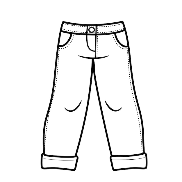 Vecteur contour de jeans à colorier sur fond blanc